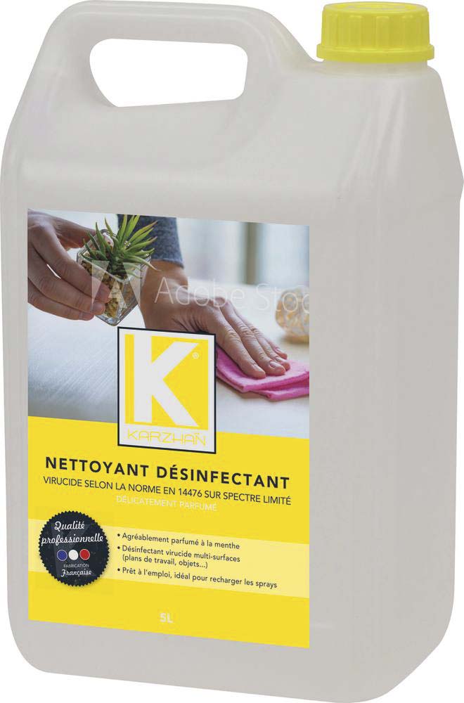 Désinfectant et nettoyant multi-surfaces virucide parfum menthe - bidon de 5L KARZHAN - 57617