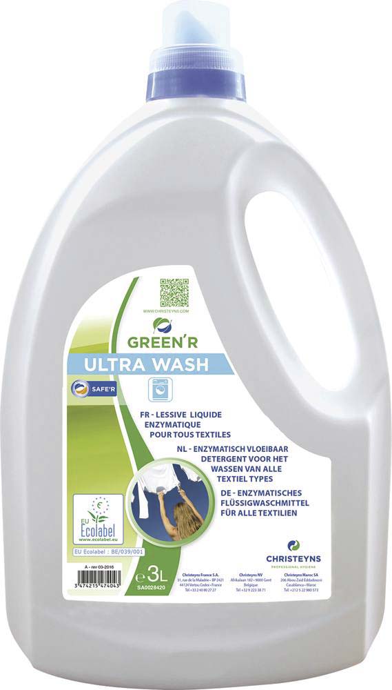 Lessive liquide extra concentrée hypoallergénique ECOLABEL - bidon de 3L (33 lavages) CHRISTEYNS - 58005