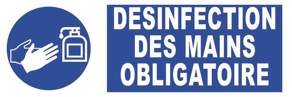 Panneau désinfection des mains obligatoire adhésif 300x100m - 61526