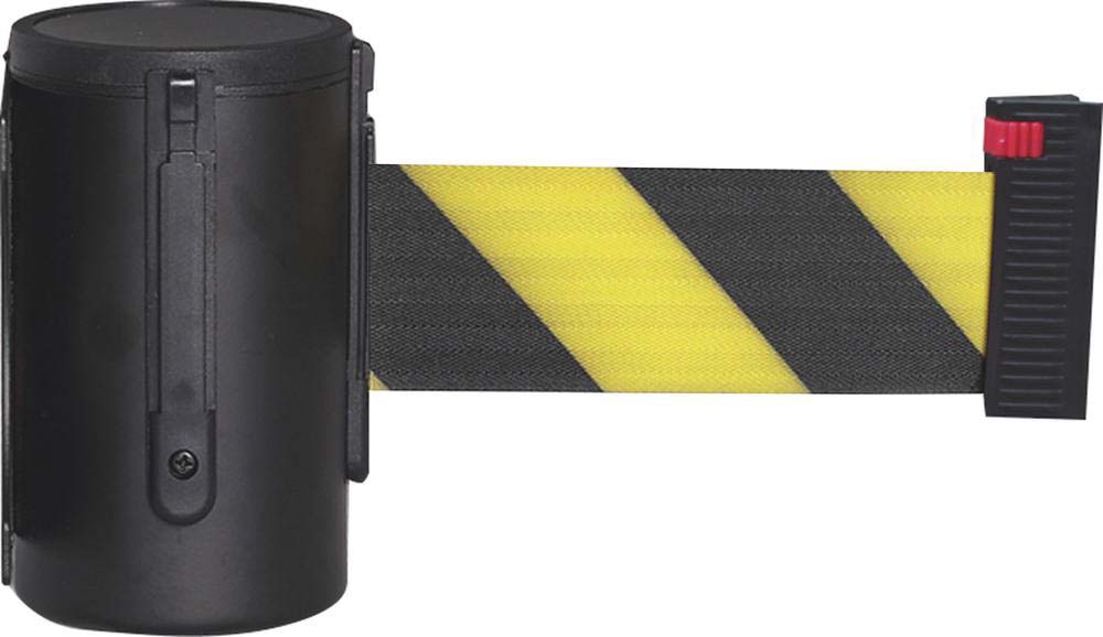 Dérouleur de sangle automatique jaune/noir 48mmx4,5m à fixer - 61557