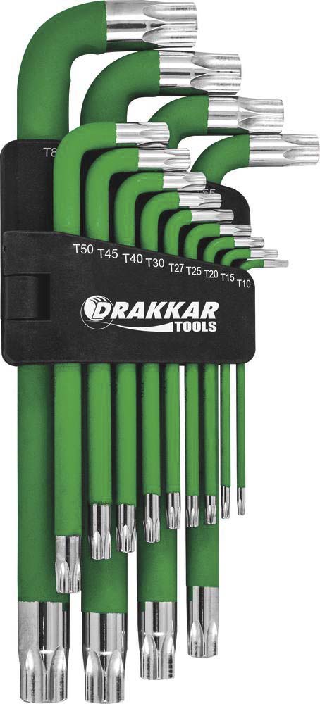 Clés mâles coudées Torx longues magnétiques de T10 à T80 - étui pivotant de 13 pcs DRAKKAR TOOLS - 68410
