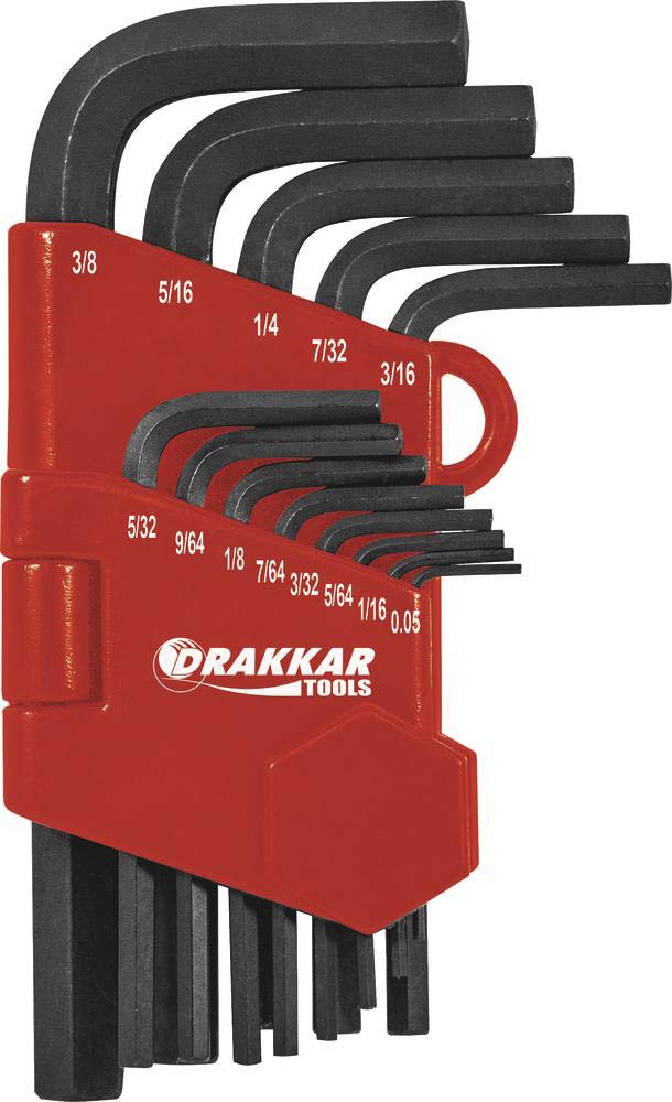 Clés mâles coudées hexagonales courtes en pouce 0,05 à 3/8' DRAKKAR TOOLS - 68418