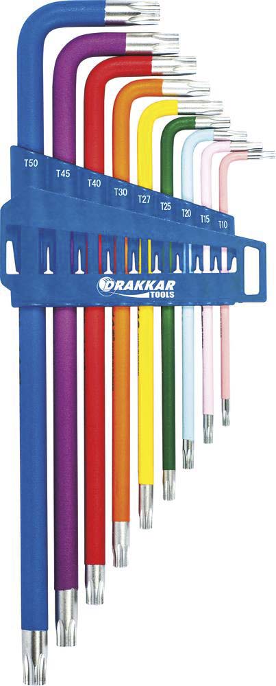 Clés mâles coudées torx extra longues alésées de tt10 à tt50 DRAKKAR TOOLS - 68424