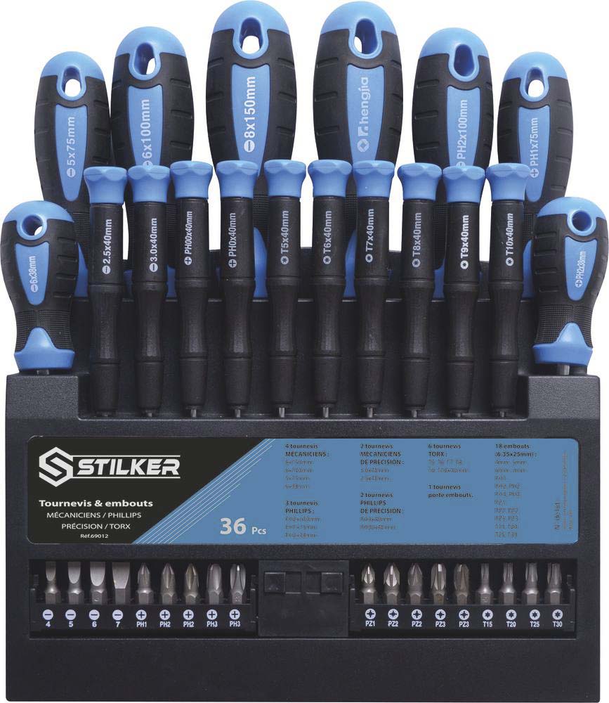 Présentoir de 18 tournevis et 18 embouts STILKER - 69012