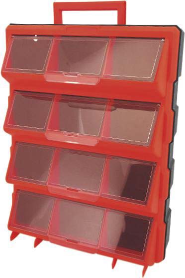 Armoire de rangement plastique 12 tiroirs + poignée et vitre transparente 470x360x130mm DRAKKAR EQUIPEMENT - 72559