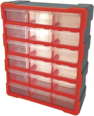 Armoire de rangement plastique 18 tiroirs 380x160x470mm DRAKKAR - 72563