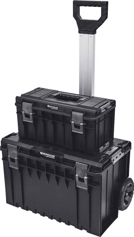 Servante sur roues COBOX 2 boîtes de rangement avec poignée télescopique 600x460x765mm DRAKKAR - 72731