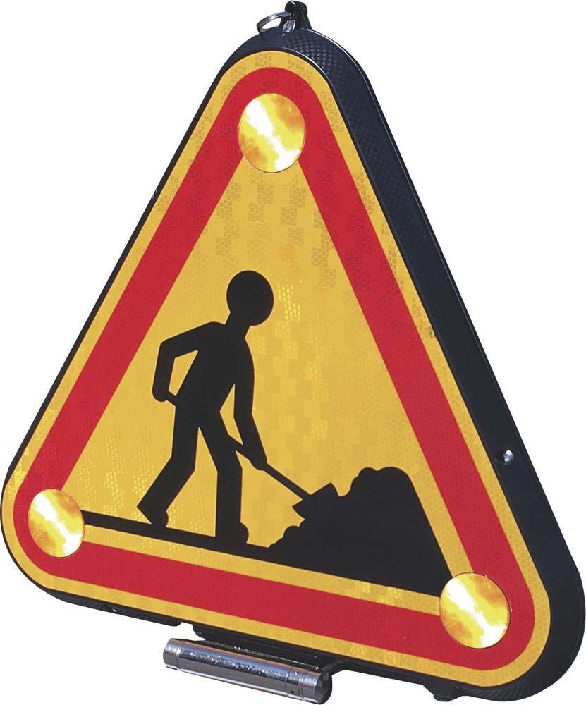 Triangle triflash à led class 1 double face 500mm polycarbonate avec relevage manuel CEA - 79300