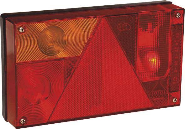 Feu arrière rectangle 12v 6 fonctions avec connecteur 5 plots 240x140mm ASPOCK - 79552