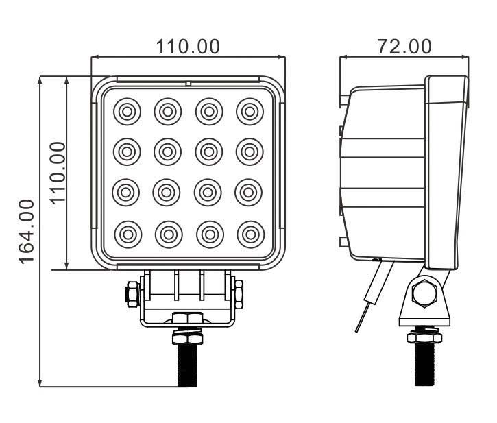 Phare de travail carré led 10/32v 48w 2800 lumens faisceau large SODIFLASH - 79697