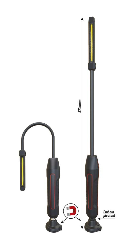 Baladeuse d'atelier led 500 lumens flexible rechargeable DRAKKAR EQUIPEMENT - 82275