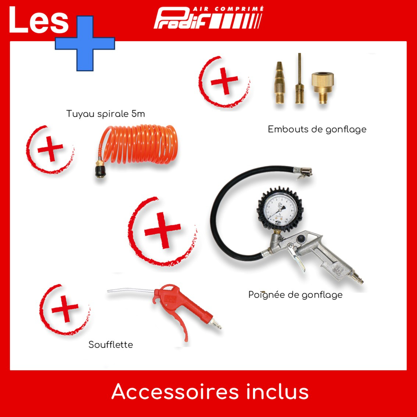 Compresseur coaxial 6L 1,5CV PRODIF avec accessoires - 01906SHKNH