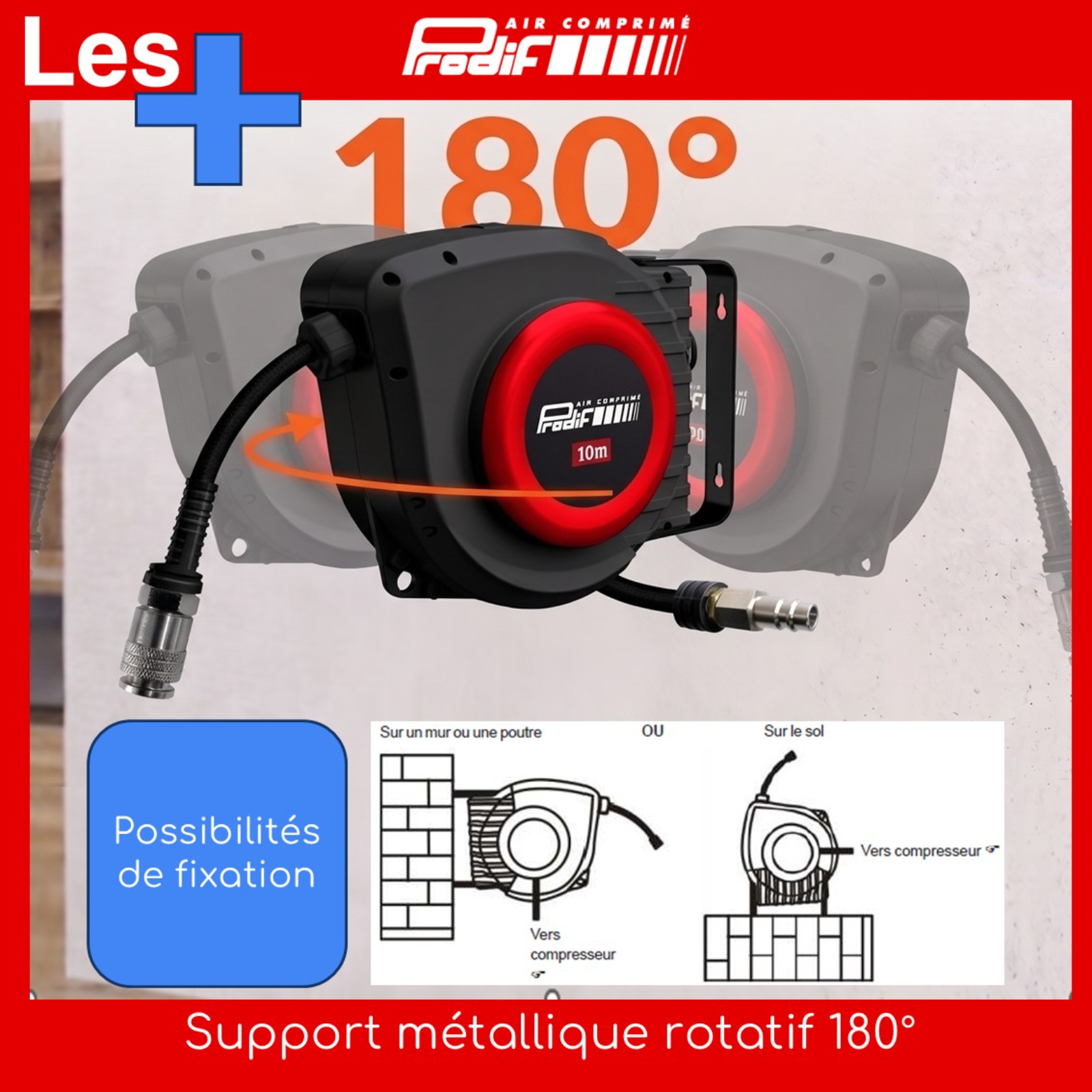 ENROULEUR AUTOMATIQUE AIR COMPRIME 10M PRODIF - EN 10