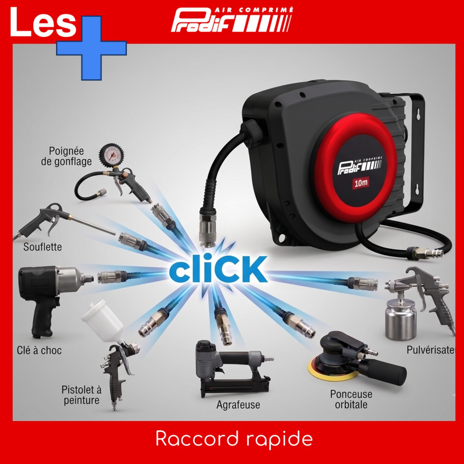 ENROULEUR AUTOMATIQUE AIR COMPRIME 10M PRODIF - EN 10