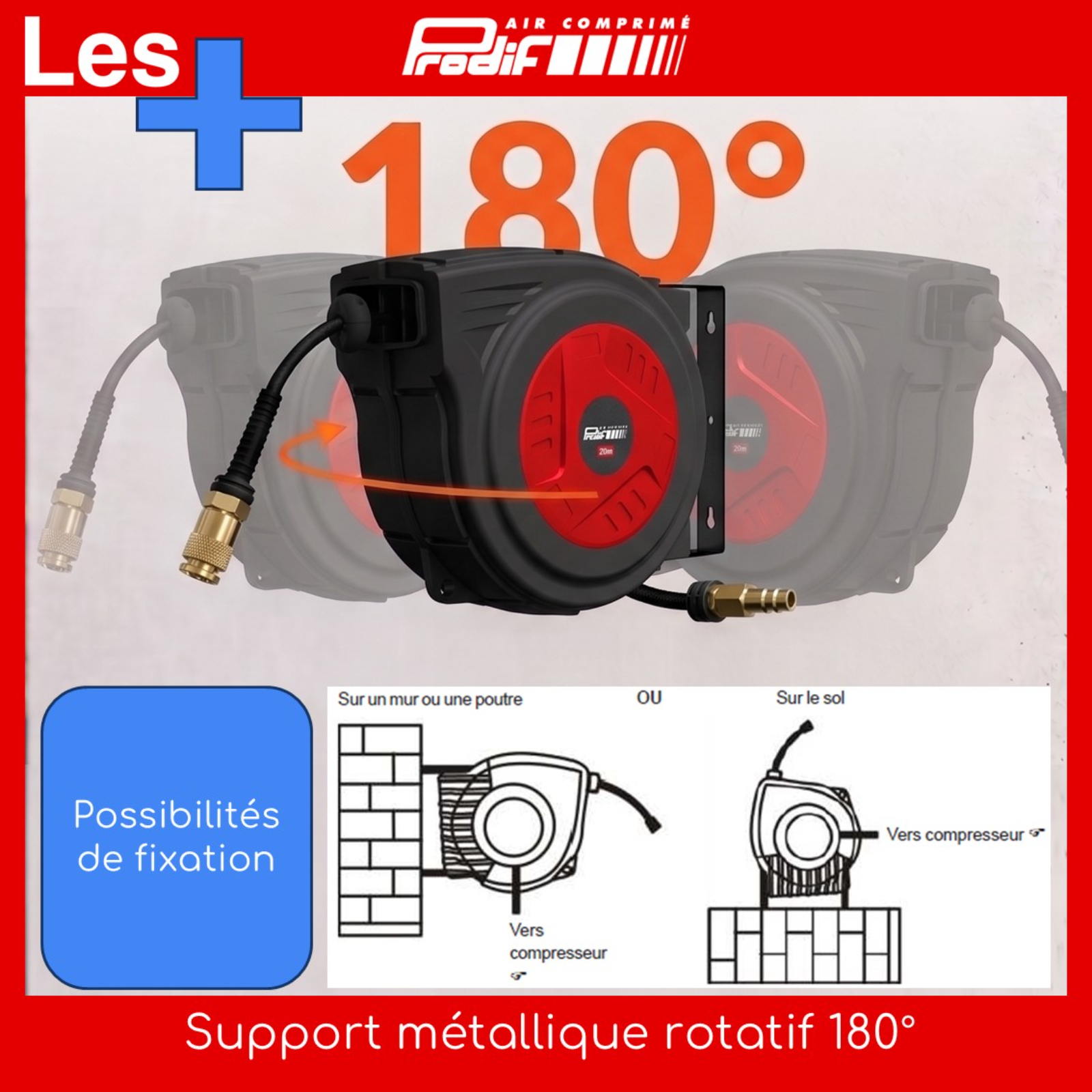 ENROULEUR AUTOMATIQUE AIR COMPRIME 20+2M PRODIF - EN 20