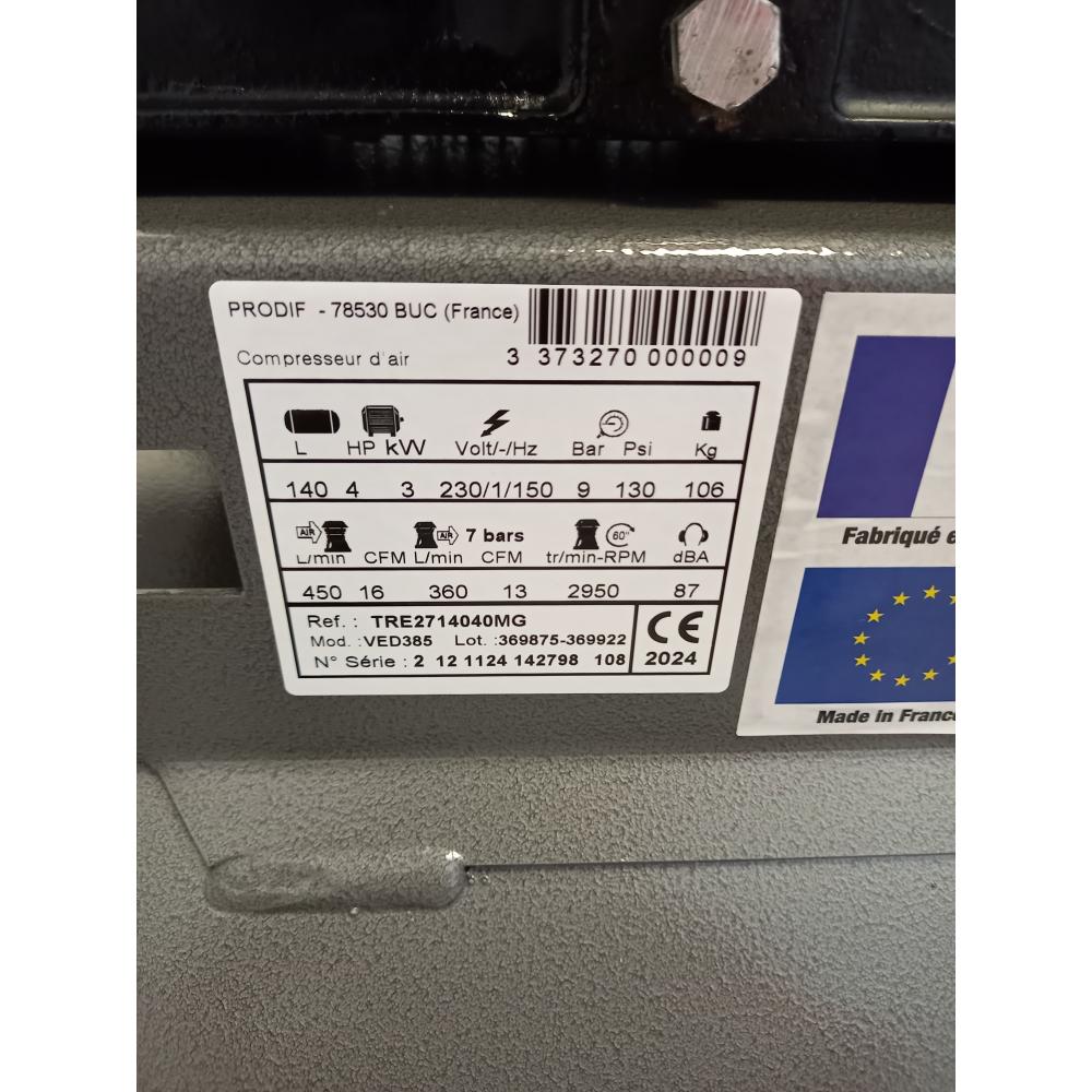 Compresseur 150L 9 bar 4 CV 27 m³/h PRODIF - OCCASION - TRE2714040MG