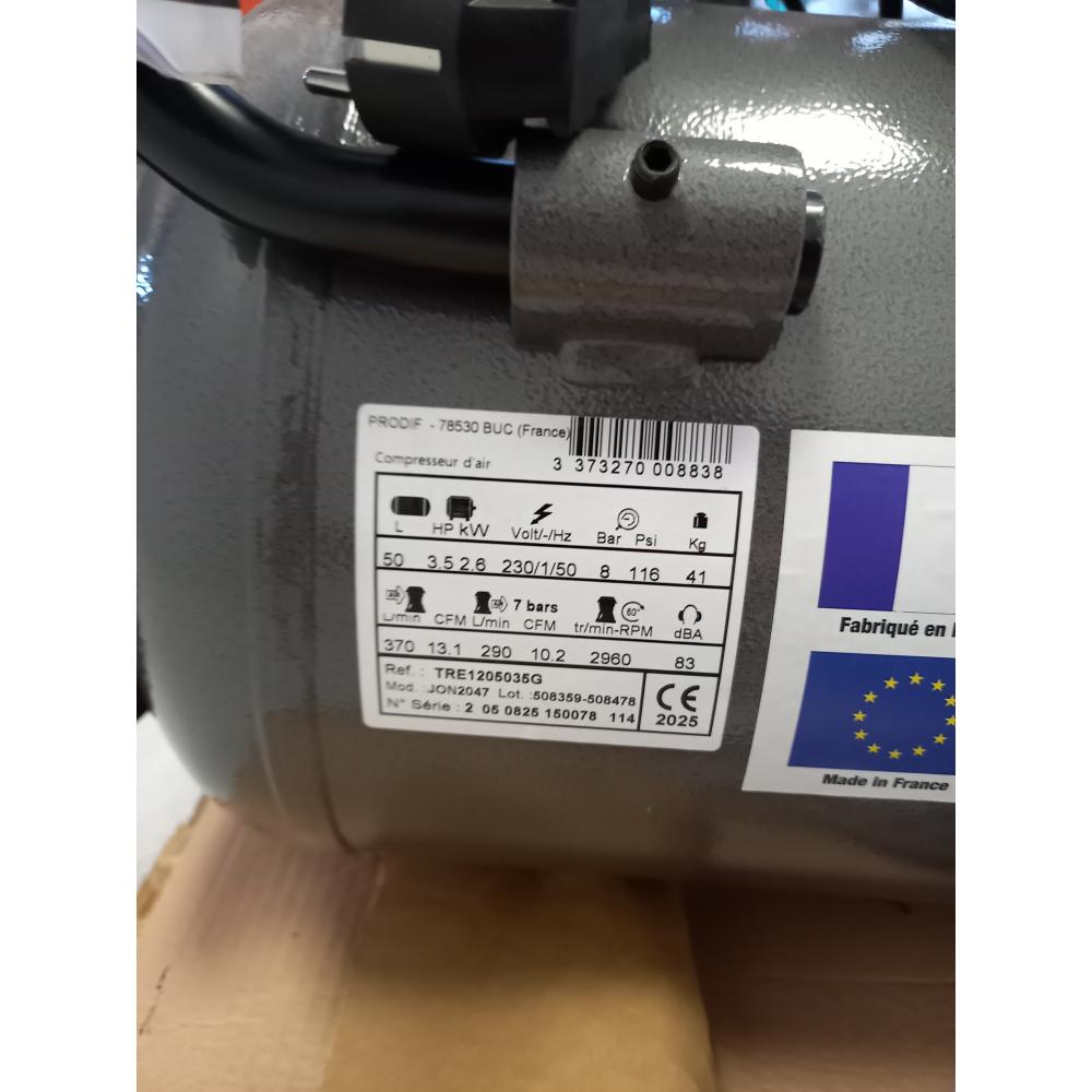 Compresseur coaxial 50L 3,5cv 8 bar PRODIF - OCCASION - TRE1205035G