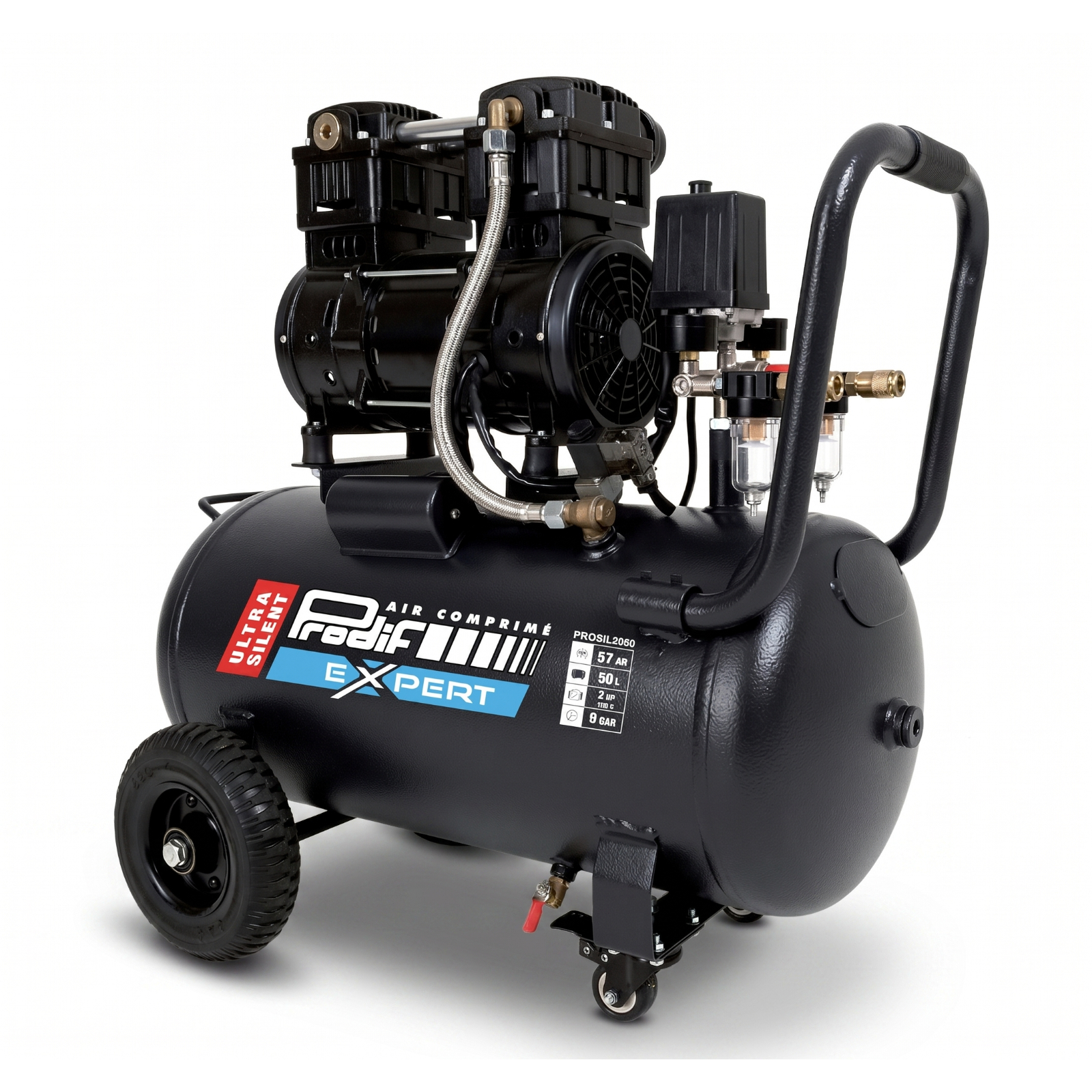 Compresseur silencieux PRODIF 50 litres 2 CV 8 bar PROSIL2050