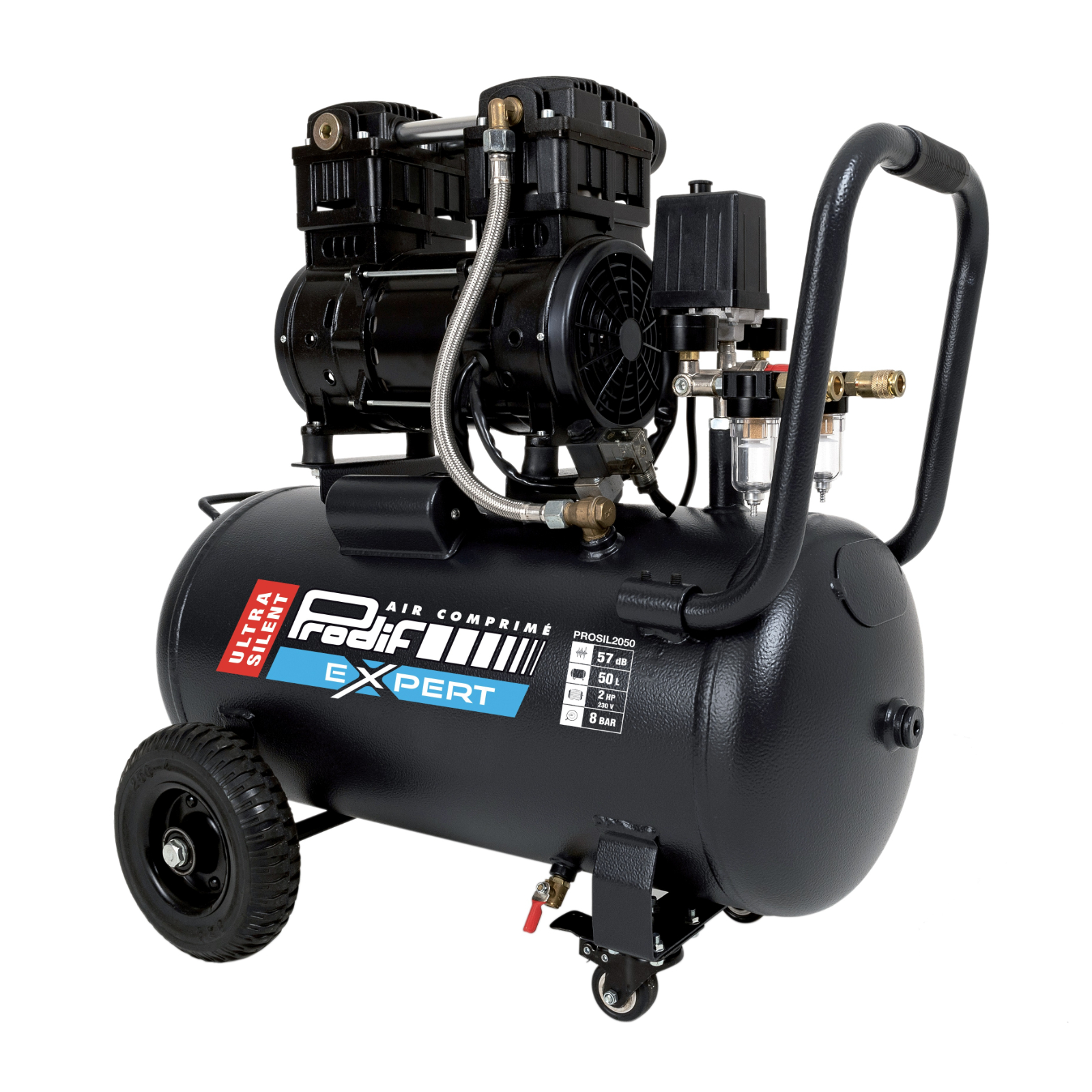 Compresseur silencieux PRODIF 50 litres 2 CV 8 bar PROSIL2050
