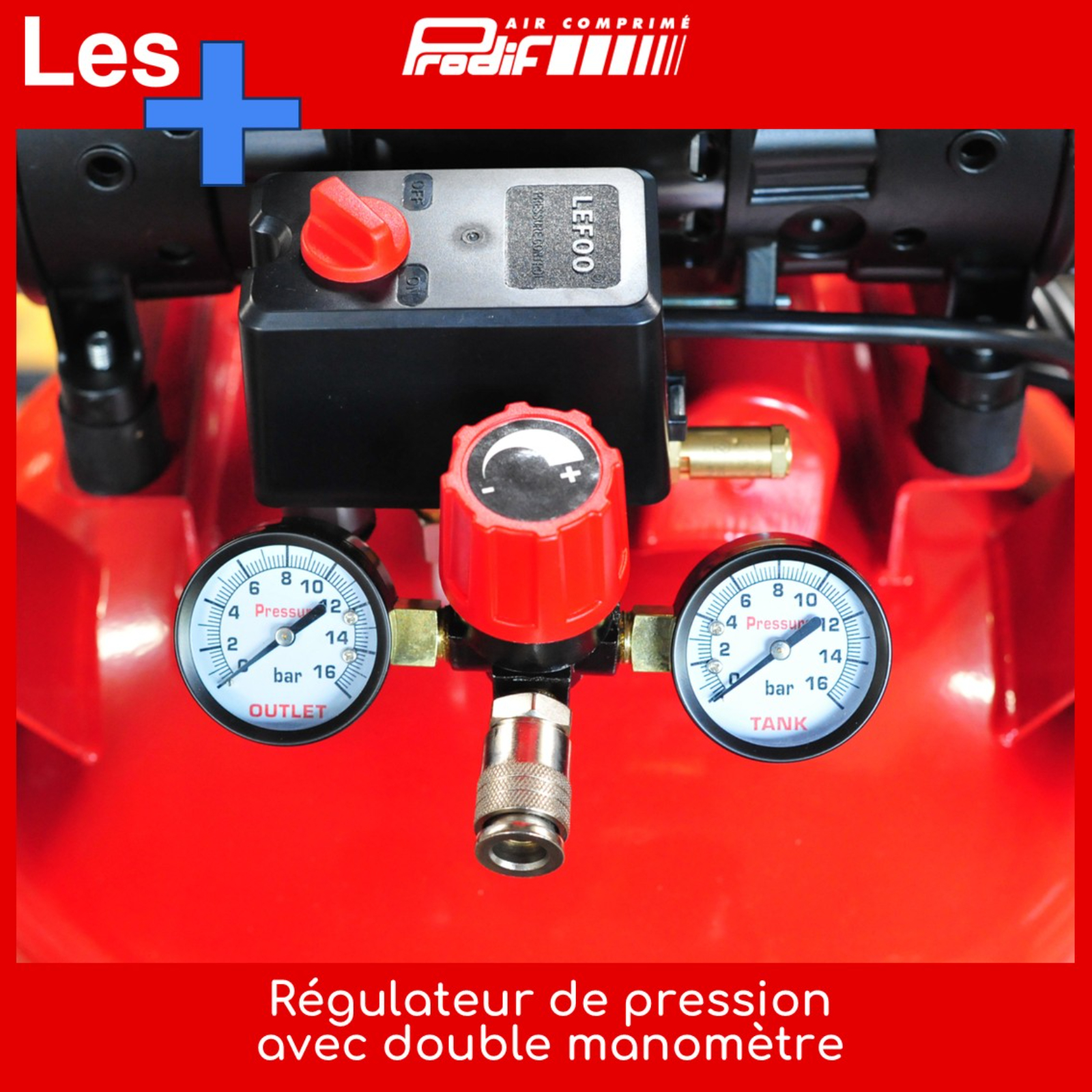 Compresseur vertical silencieux pour camion PRODIF 100 litres 3 CV 8 bar SIL103V