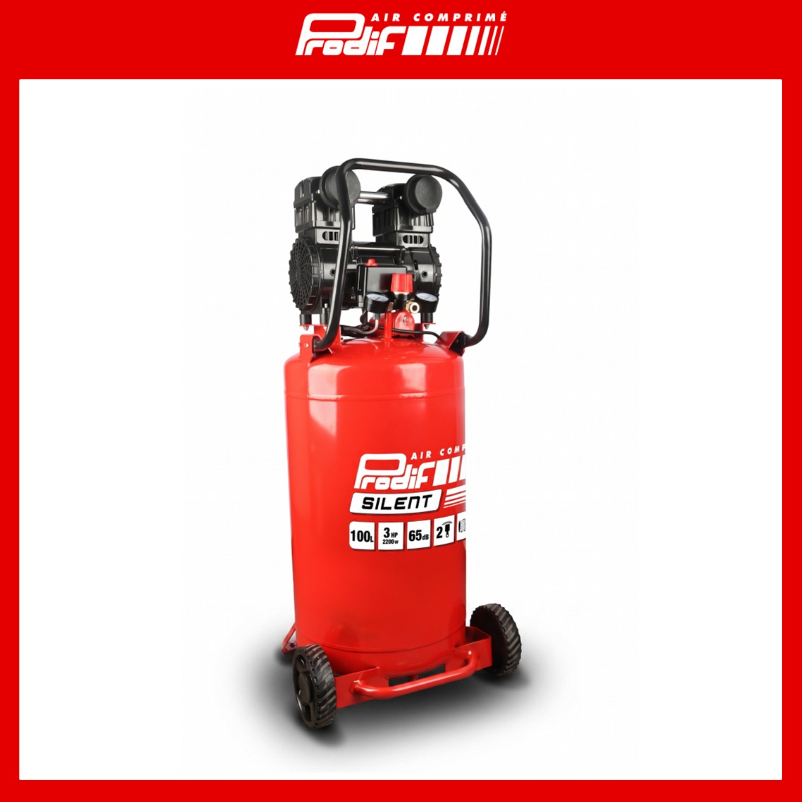 Compresseur vertical silencieux pour camion PRODIF 100 litres 3 CV 8 bar SIL103V