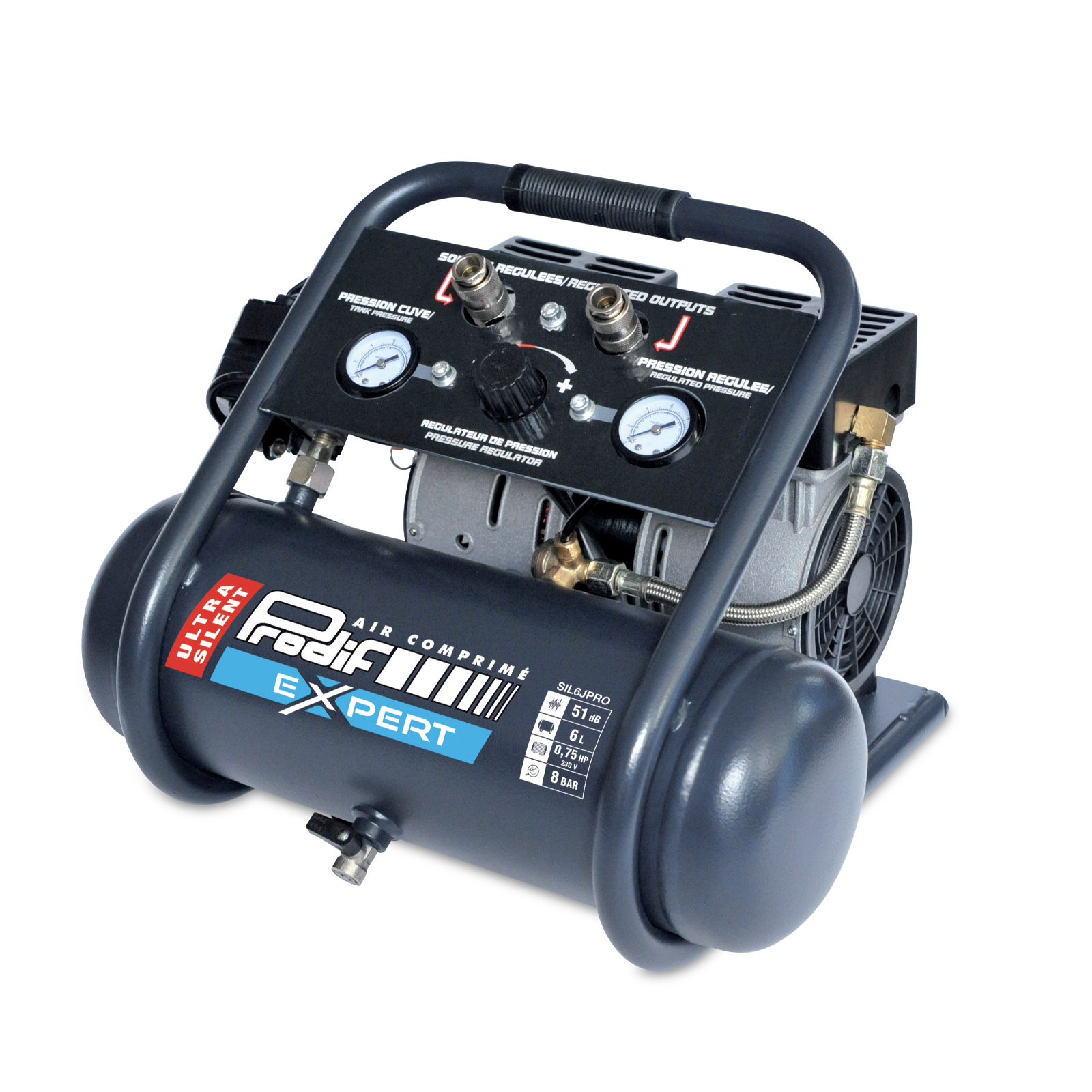 Compresseur coaxial silencieux PRODIF 6L 0,75 CV 8 BAR SIL6JPRO 