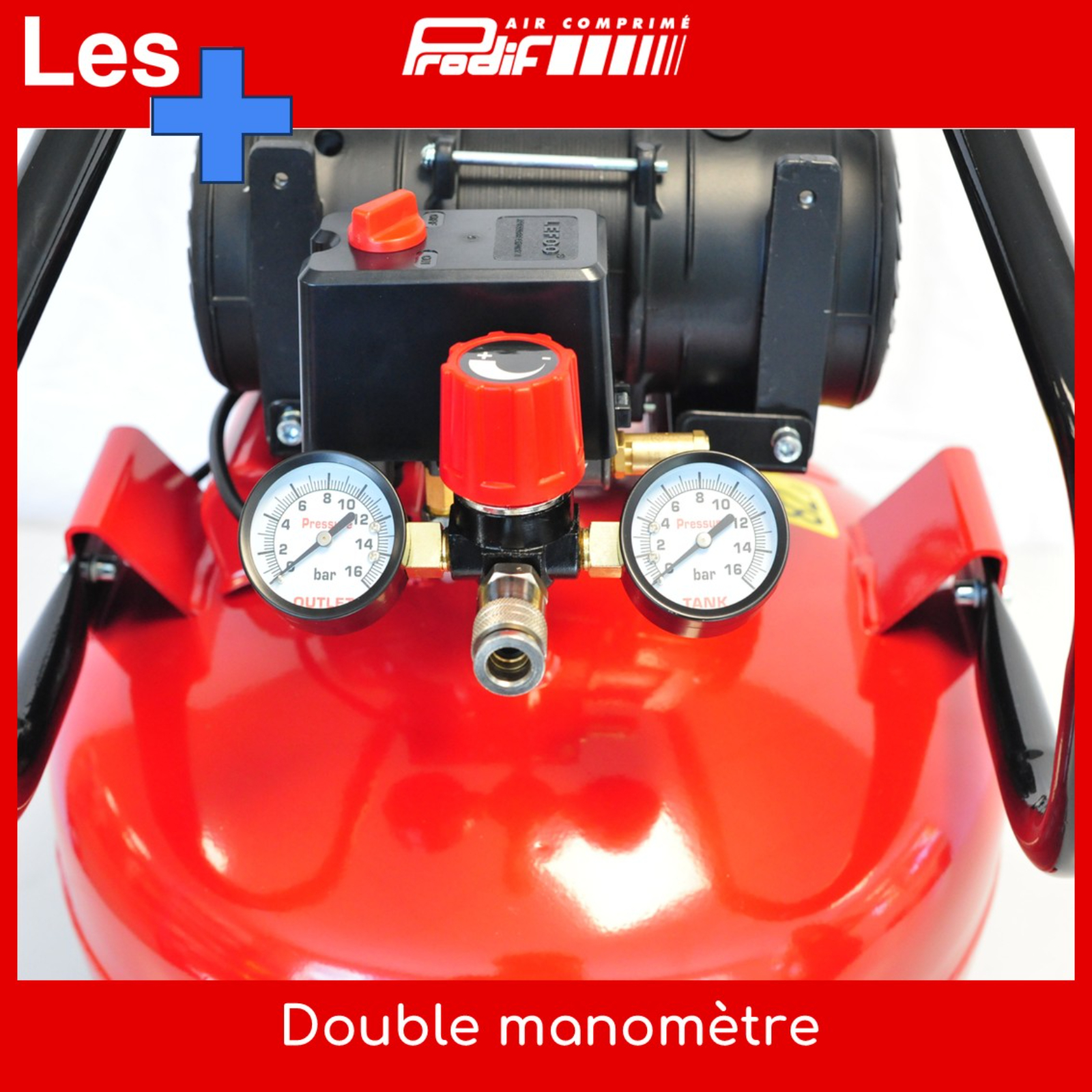 Compresseur silencieux compact PRODIF 22 litres 1,5 CV 8 bar SIL724V