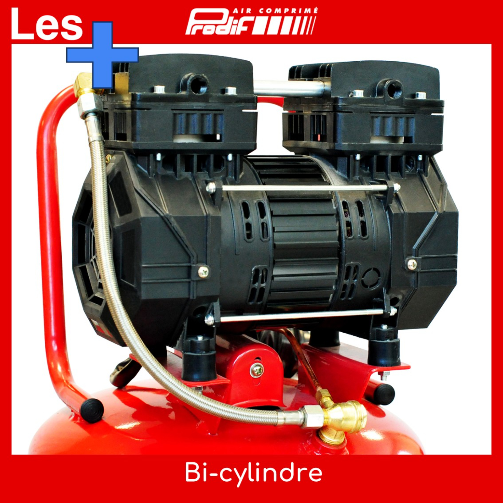 Compresseur vertical silencieux pour atelier PRODIF 50 litres 2850 tr/min 2cv SIL750V