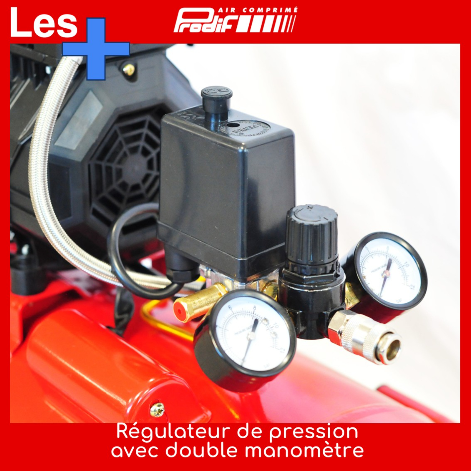 Compresseur PRODIF silencieux 50l 2cv 230v 8 bar SIL750