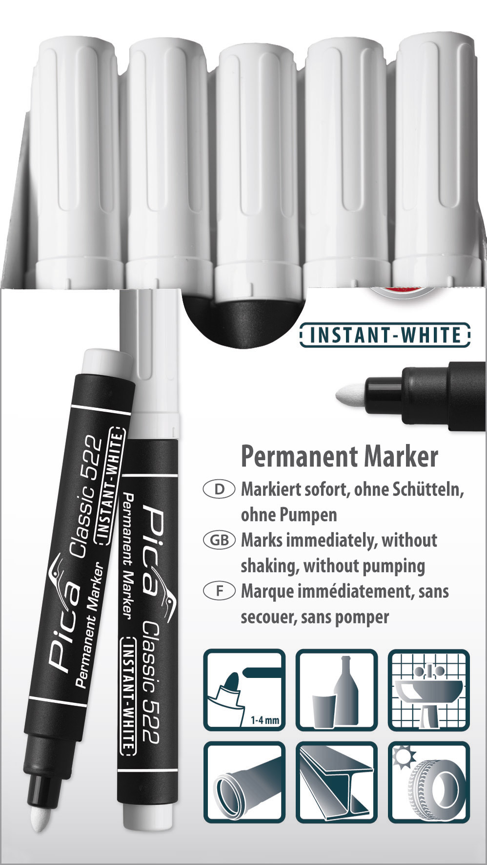 Marqueur pica classic 'instant white' 2 - 4mm PICA - 52252