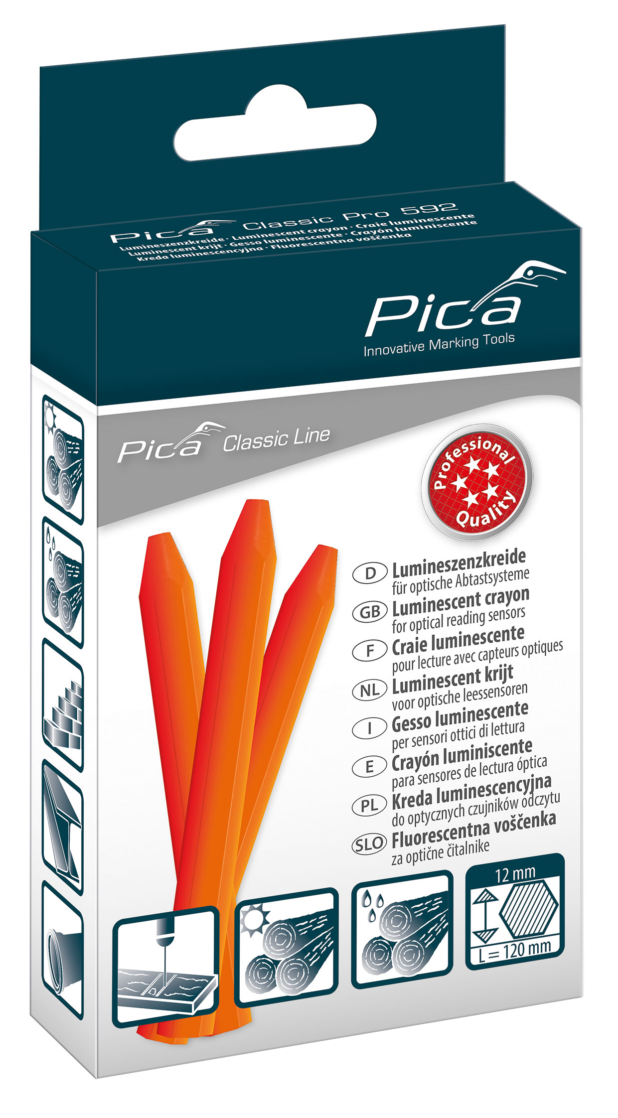 Craie luminescente pica classic pro 592orange fluo PICA - 592054