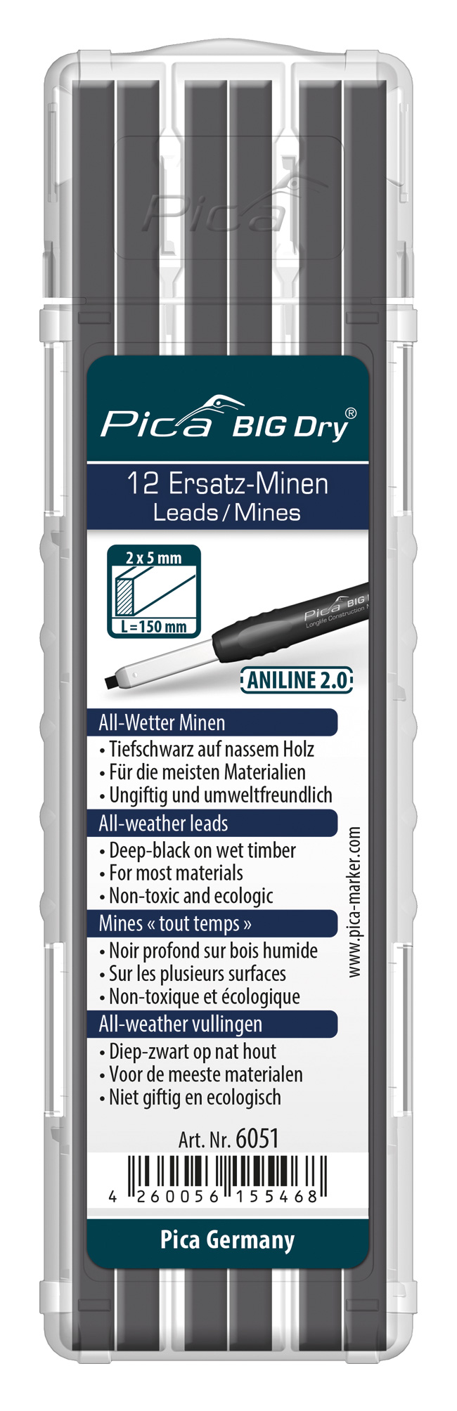 Etui de 12 mines pica big dry mines aniline PICA - 6051
