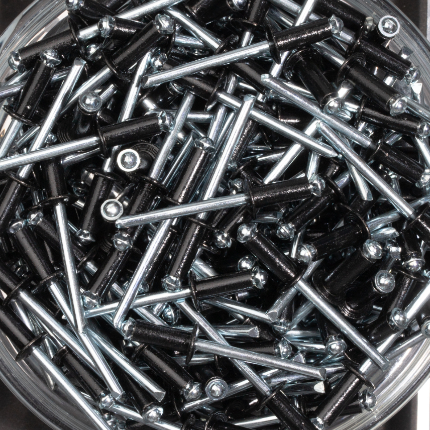 250 rivets éclatés à aluminium/acier à tête plate à RAL9005 à Ø4,8x12mm - SCELL-IT - PBD4812