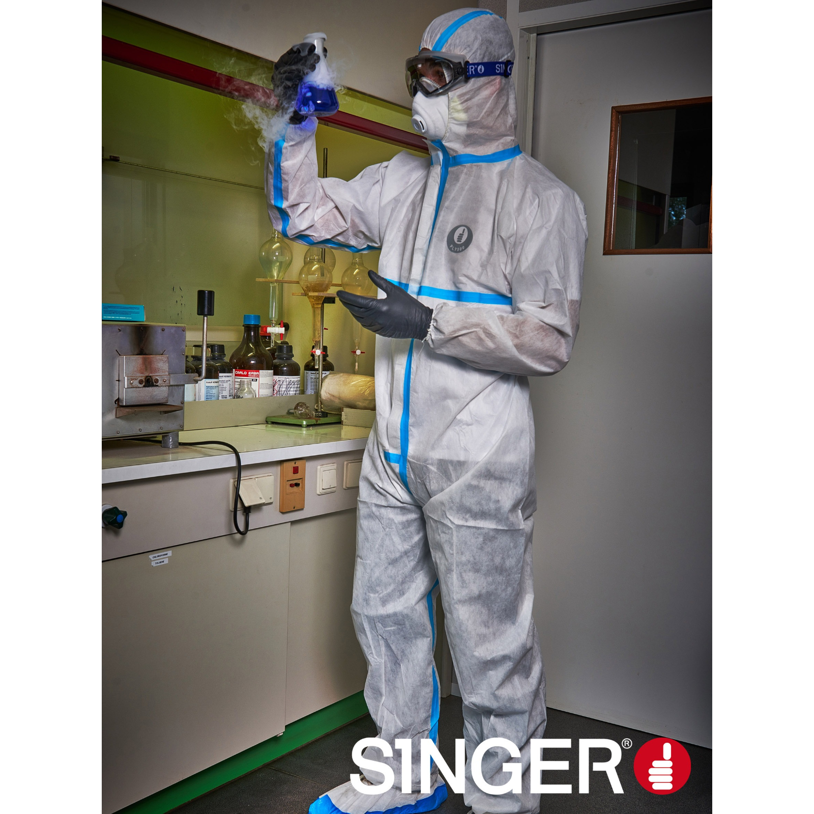 Combinaison poly blanc adsf bleu taille XXL SINGER - PLY50005