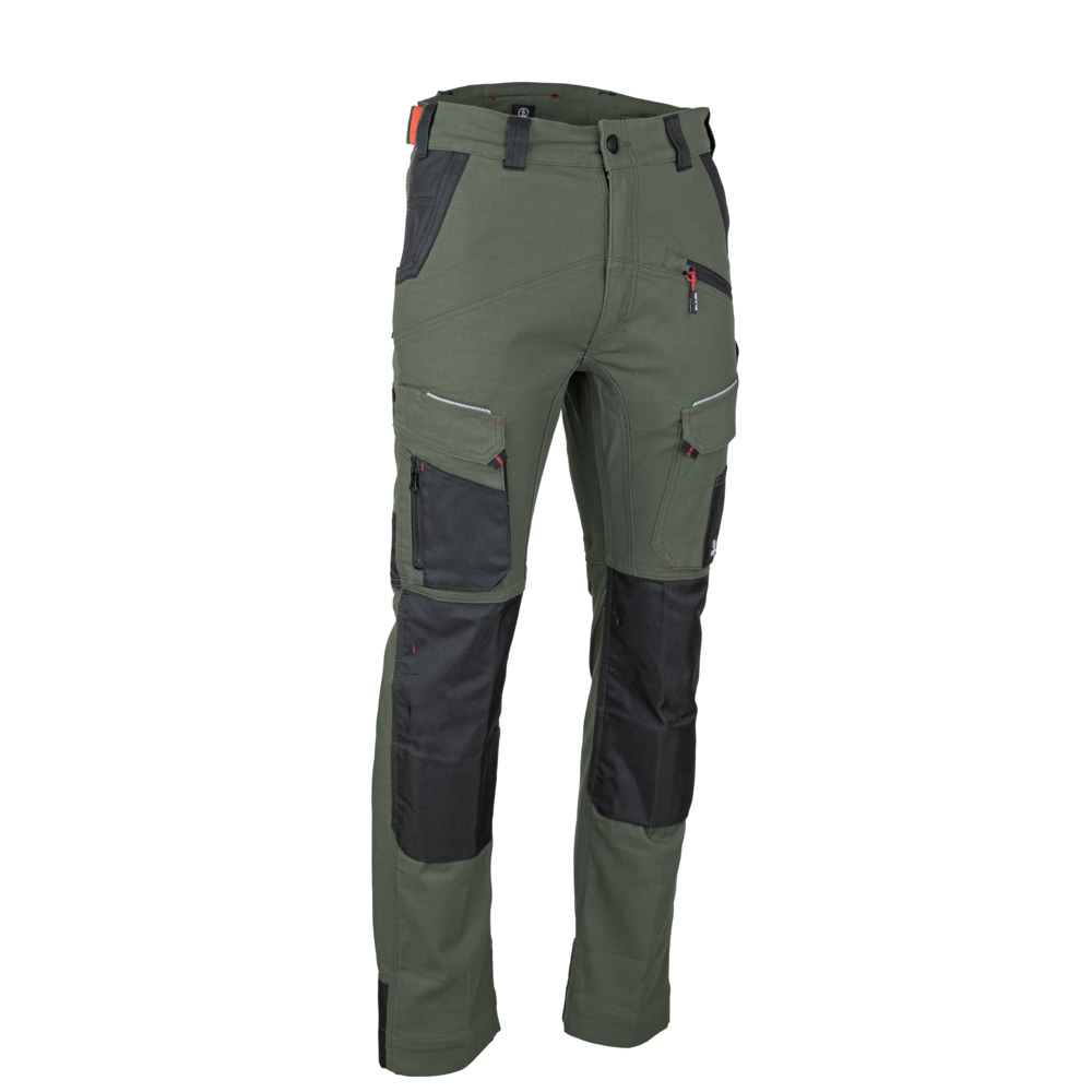 Pantalon multipoches stretch + poches genoux  MEMORY KAKI NOIR - LMA LEBEURRE - 1861