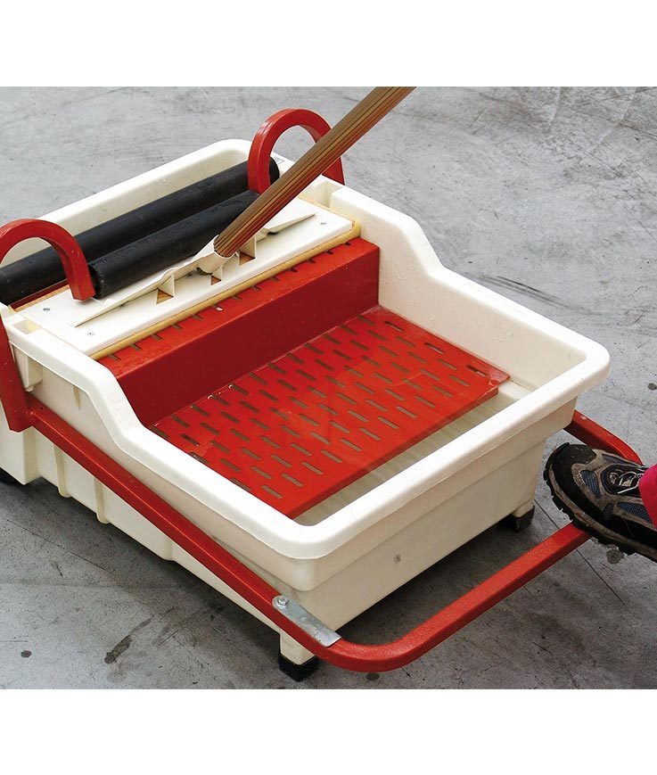 Bac de Lavage à Pédale 40L avec Frottoirs Éponge et Manche Aluminium - RAIMONDI - 11145