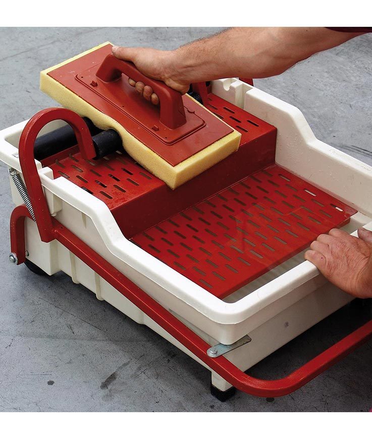 Bac de Lavage à Pédale 40L avec Frottoirs Éponge et Manche Aluminium - RAIMONDI - 11145