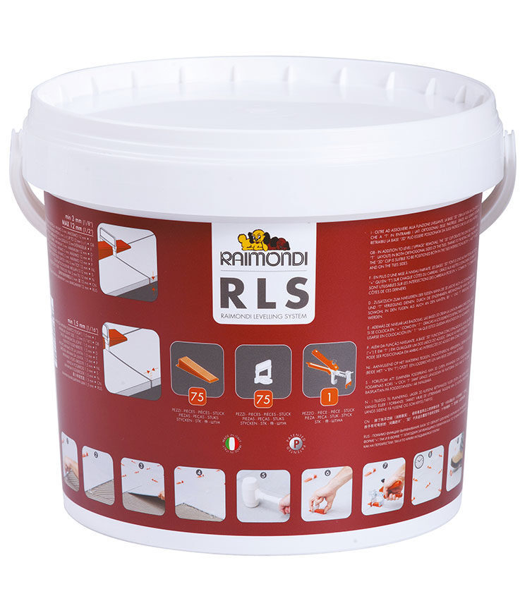 Kit de nivellement R.L.S 3D pour revêtement de sol - 75 bases - 75 coins - 1 pince - RAIMONDI - 15201