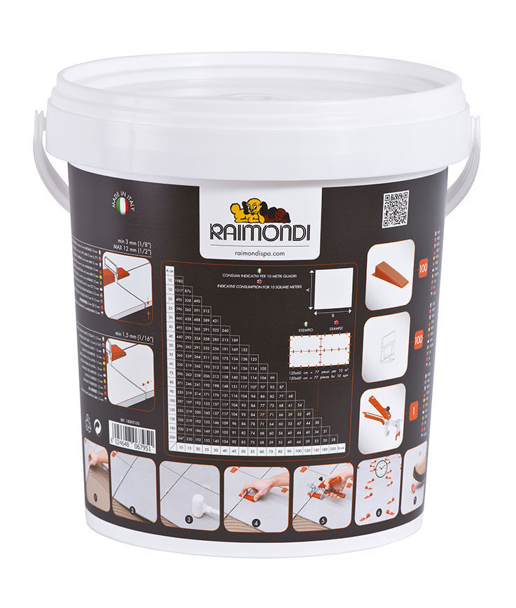 Kit Pose Murale R.L.S avec 100 Bases - 100 Coins et 1 Pince - RAIMONDI - 15205