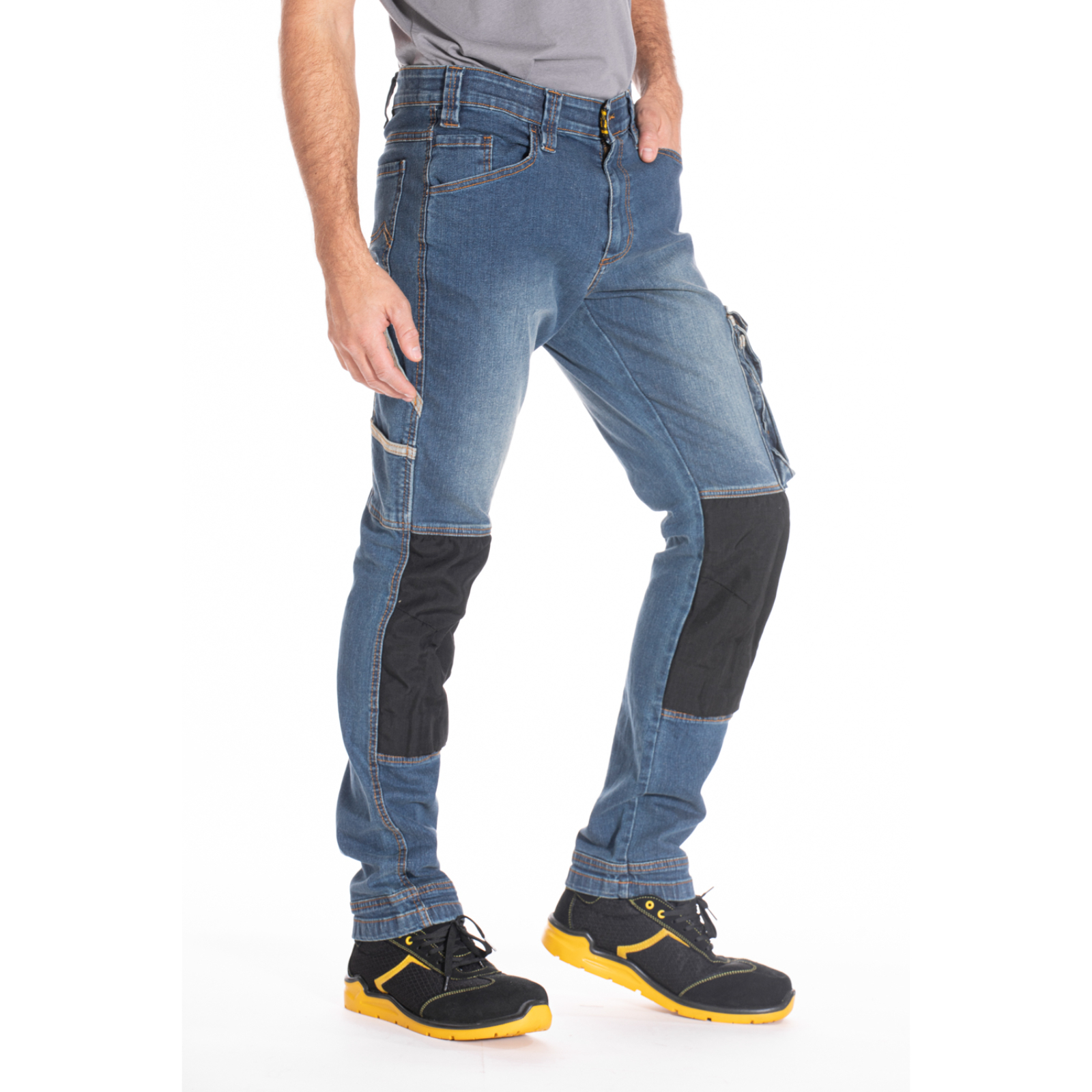 Jeans de travail stretch avec emplacement genouillères JOBPRO stone brossé - RICA LEWIS 