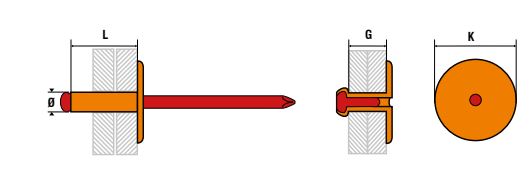 200 rivets standards à aluminium/acier à tête extra large à Ø4,8x26mm - SCELL-IT - ASX4826