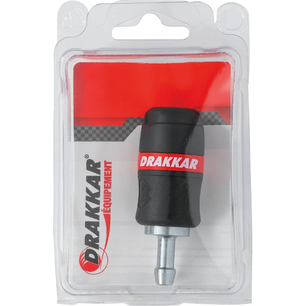 Raccord rapide femelle de sécurité passage d'air 6mm pour tuyau de 8mm - DRAKKAR - 01309