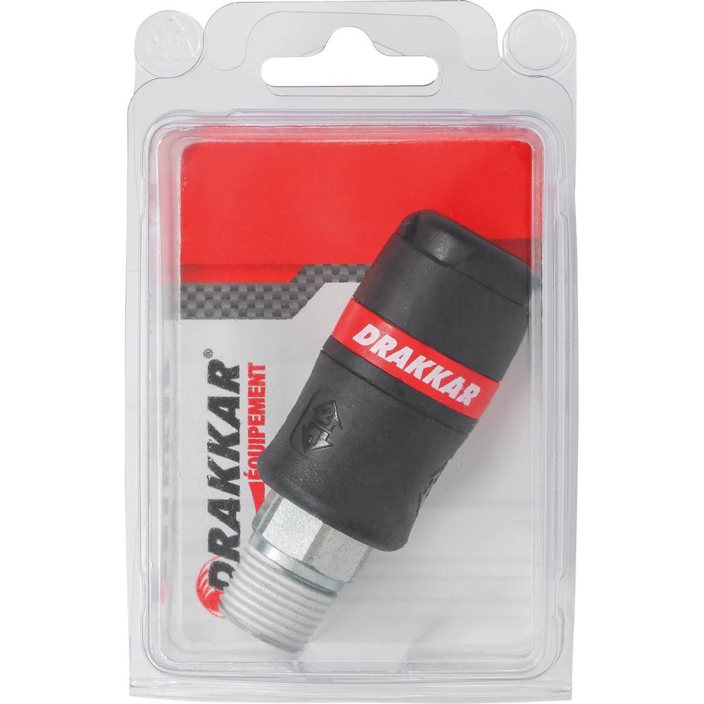 Raccord rapide femelle de sécurité passage d'air 8mm filetage mâle 1/2