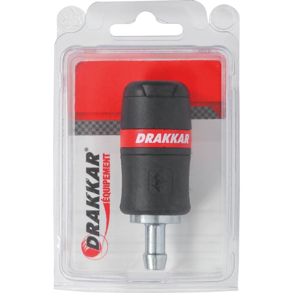 Raccord rapide femelle de sécurité passage d'air 8mm pour tuyau de 10mm - DRAKKAR - 01324