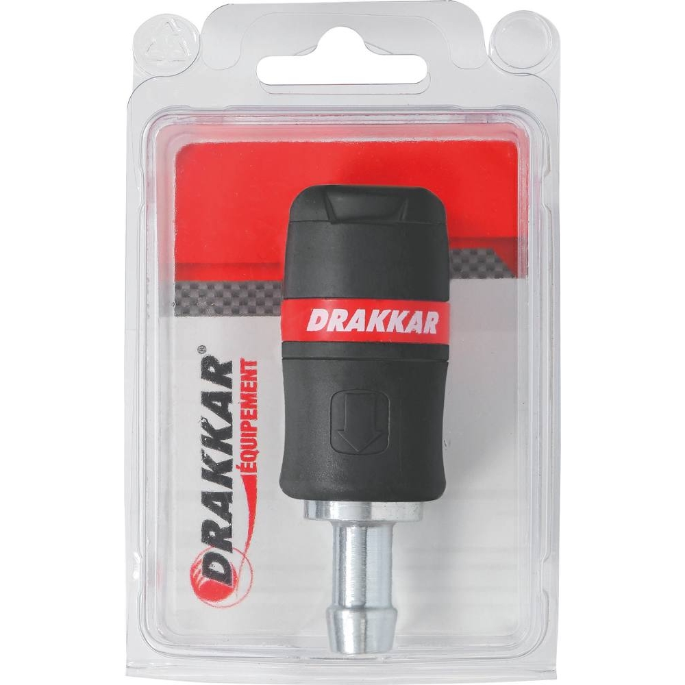 Raccord rapide femelle de sécurité passage d'air 8mm pour tuyau de 13mm - DRAKKAR - 01327