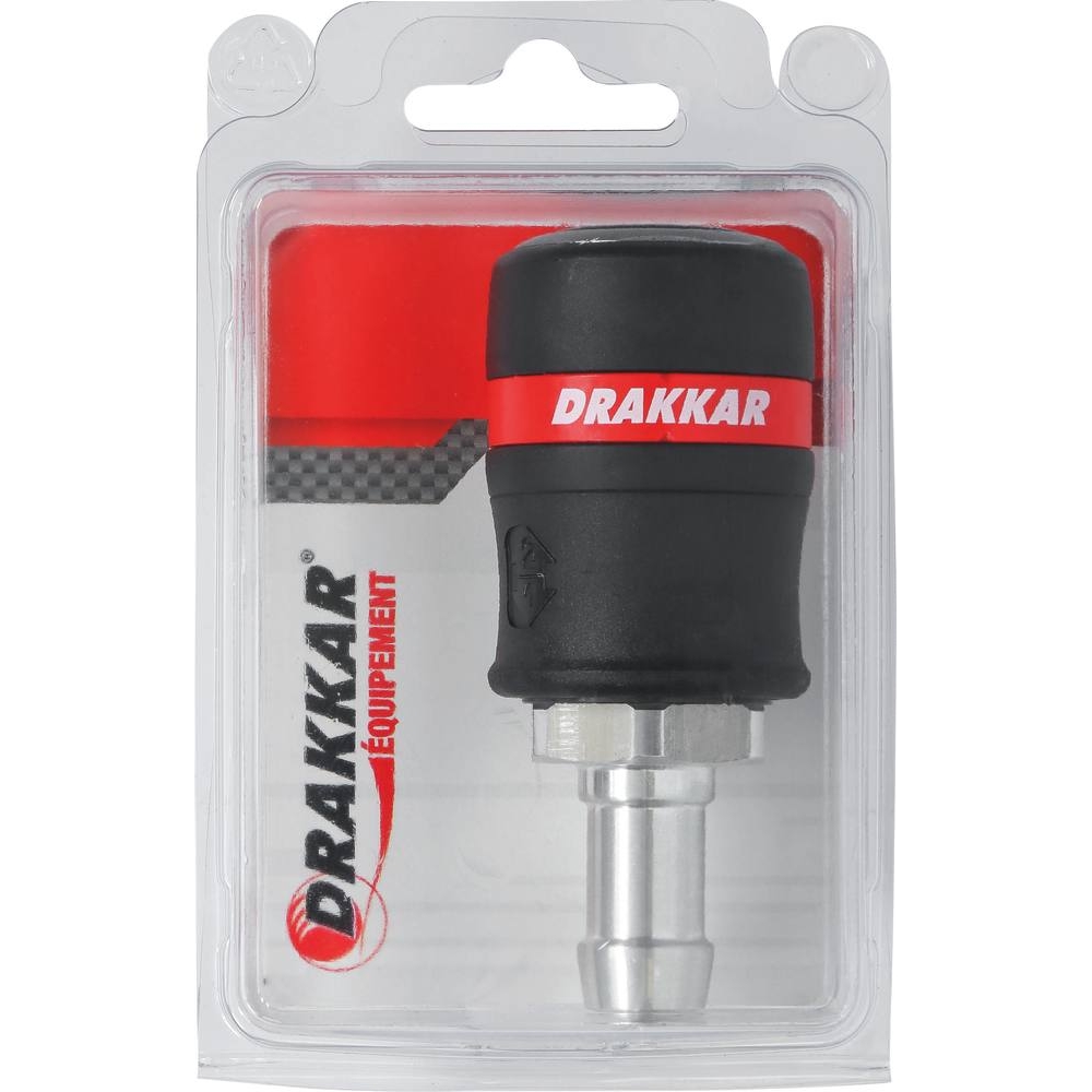 Raccord rapide femelle de sécurité passage d'air 11mm pour tuyau de 16mm - DRAKKAR - 01340