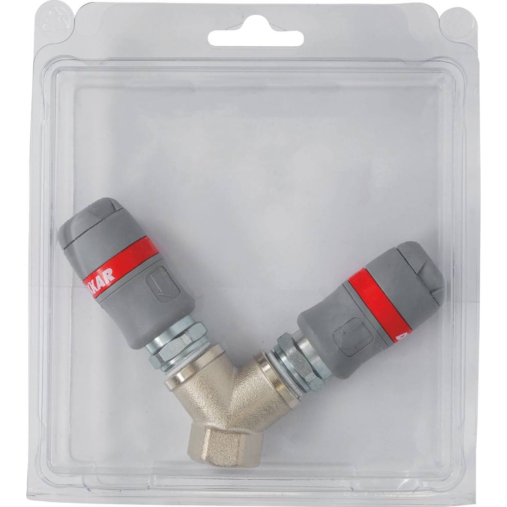 Raccord rapide femelle double en Y passage d'air 6mm filetage femelle 1/2