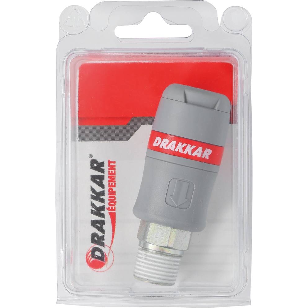 Raccord rapide femelle passage d'air 8mm filetage mâle 1/2