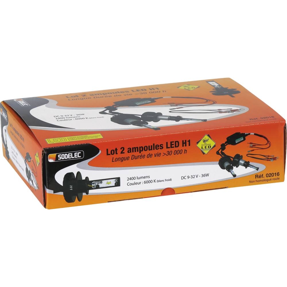 Lampe H1 LED 36W 2400lumens- coffret de 2 pcs SODELEC - 02016