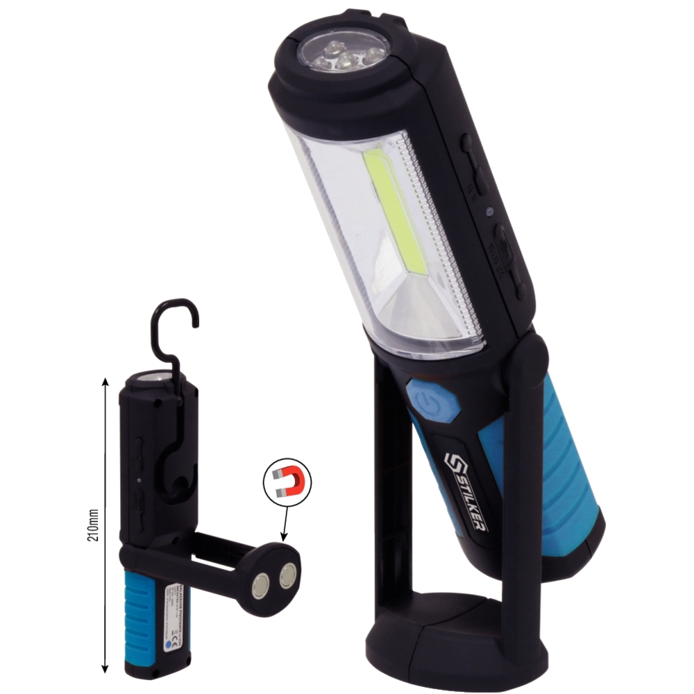 Baladeuse LED 250 + 50 lumens articulée rechargeable STILKER - 02162